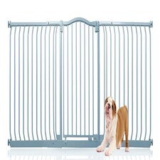 Bettacare Curved Top Dog Gate, 197cm - 206cm, Matt Grey, Pressure Fit Pet Gate for Dog and Puppy, Pet and Dog Barrier | Grey