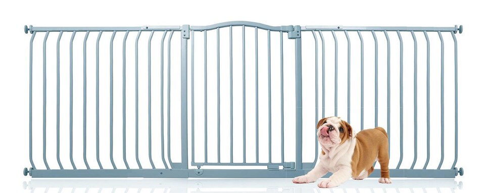 image 1 of Bettacare Curved Top Dog Gate, 197cm - 206cm, Matt Grey, Pressure Fit Pet Gate for Dog and Puppy, Pet and Dog Barrier | Grey