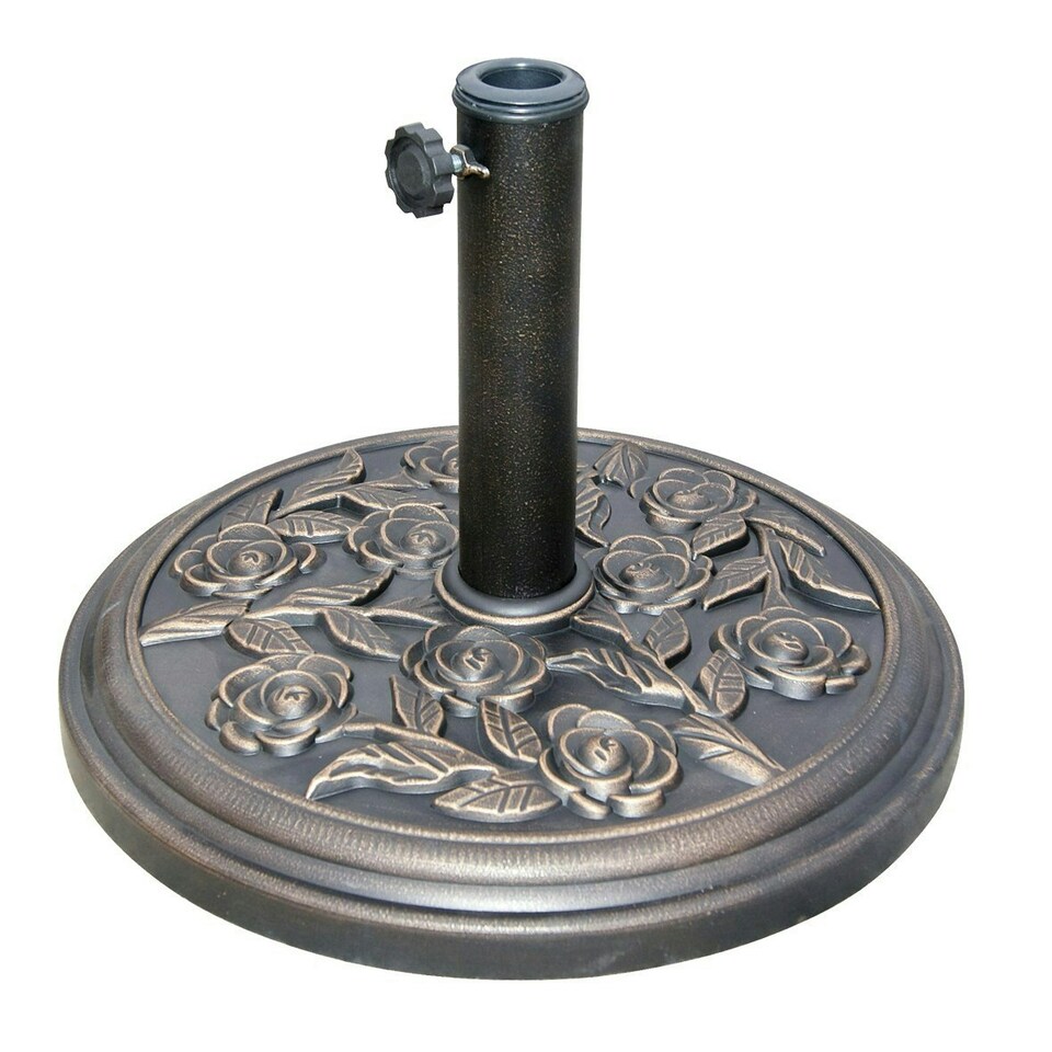 image 1 of GardenKraft 16860 Heavy Duty Resin Rose Style Parasol Base Bronze