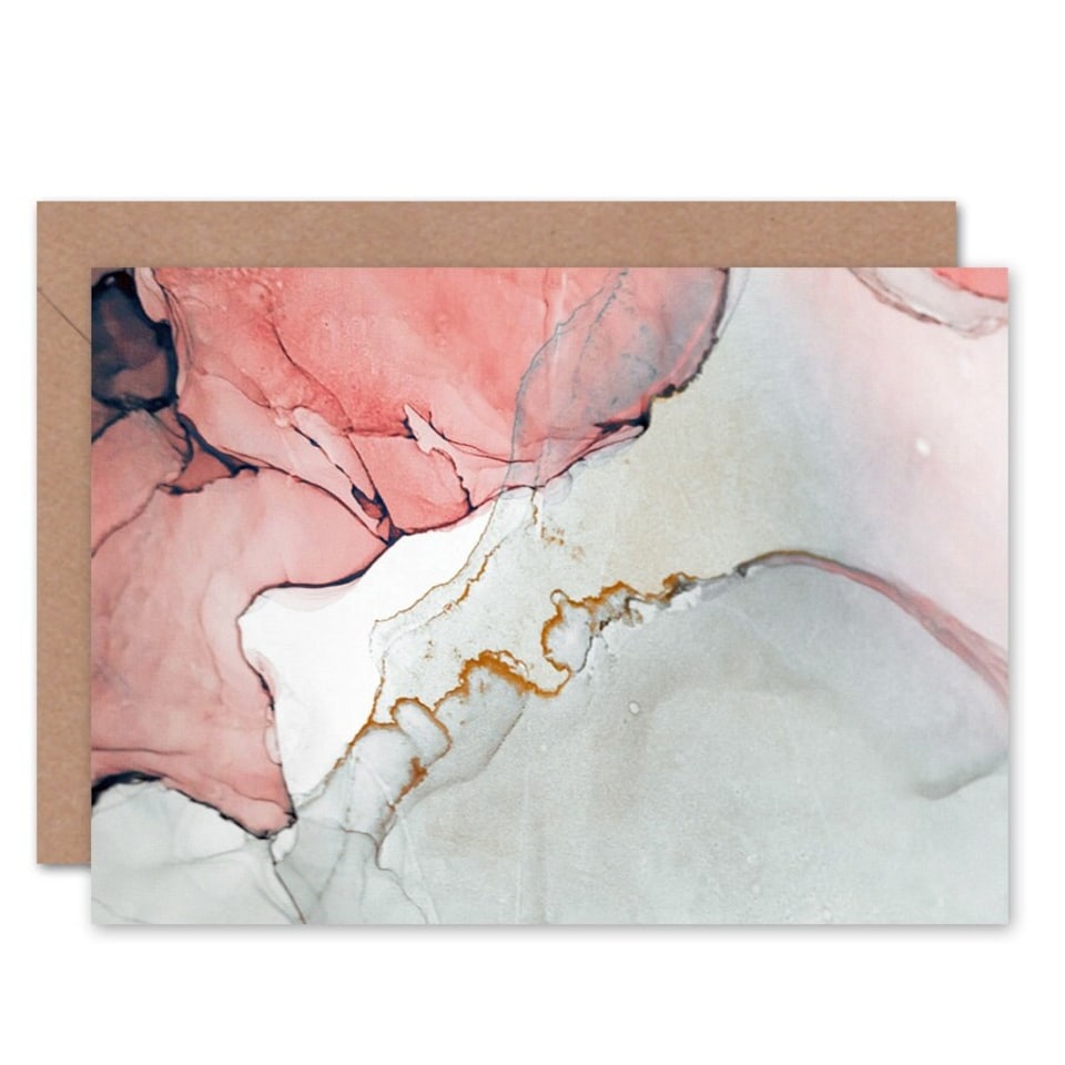 image 1 of Abstract Paint Pink Grey Art Blank Just to Say Card