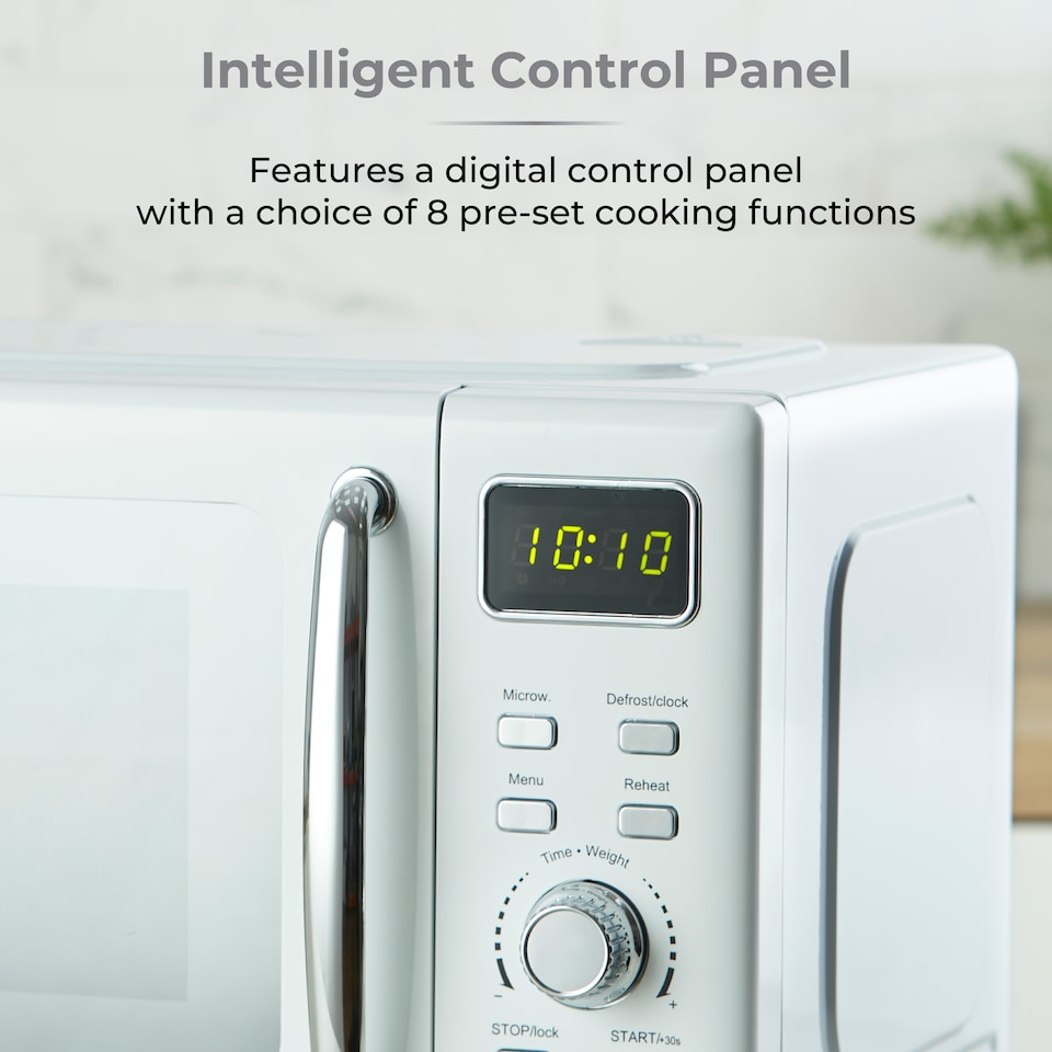 image 1 of 20L 800W Digital Microwave Mirror Door White and Chrome