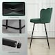image 6 of HOMCOM Bar Stools Set of 2, Modern Velvet-Feel Barstools with Petal Backrest and Footrest, Upholstered Breakfast Bar Chairs with Metal Legs for Kitchen Island Counter, Dining Room, Dark Green
