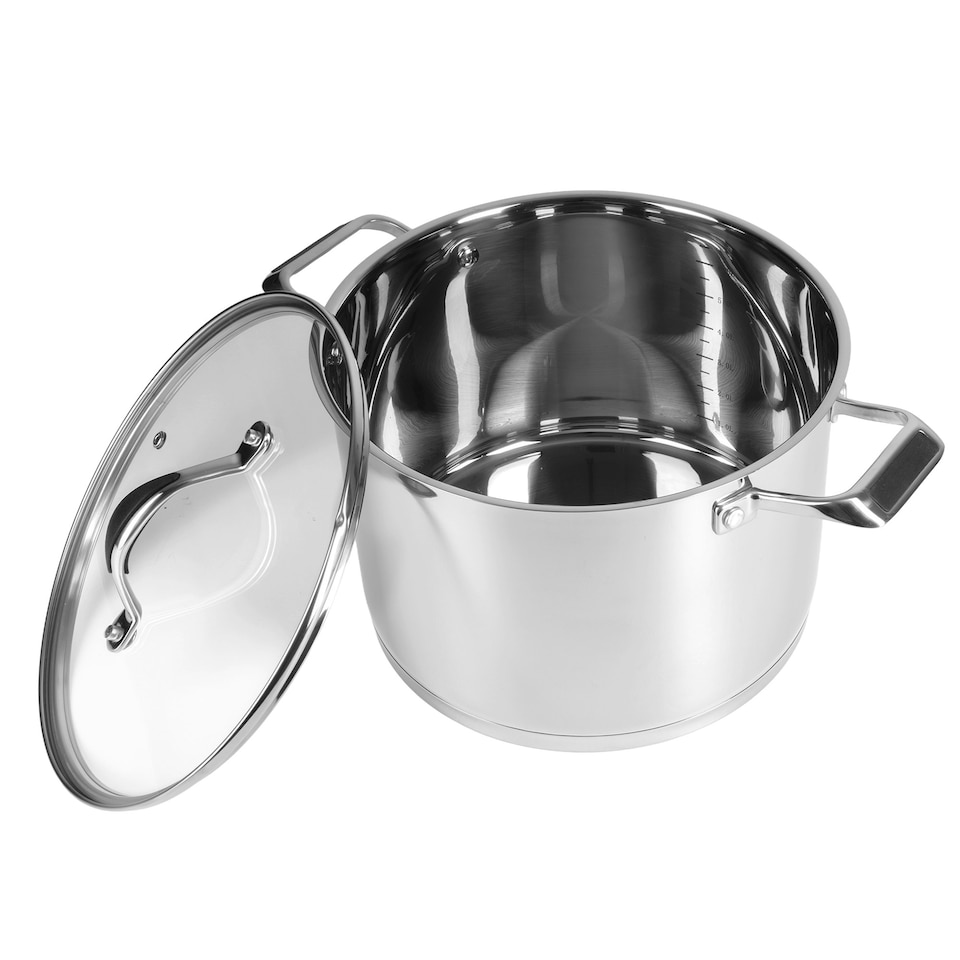 image 1 of Prochef 24cm Stainless Steel Stockpot with Glass Lid All Hob Cooking Pot