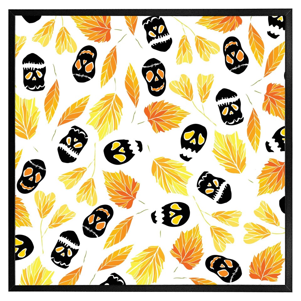 image 1 of Autumn leaves & halloween skulls (Picutre Frame) Brown | XS