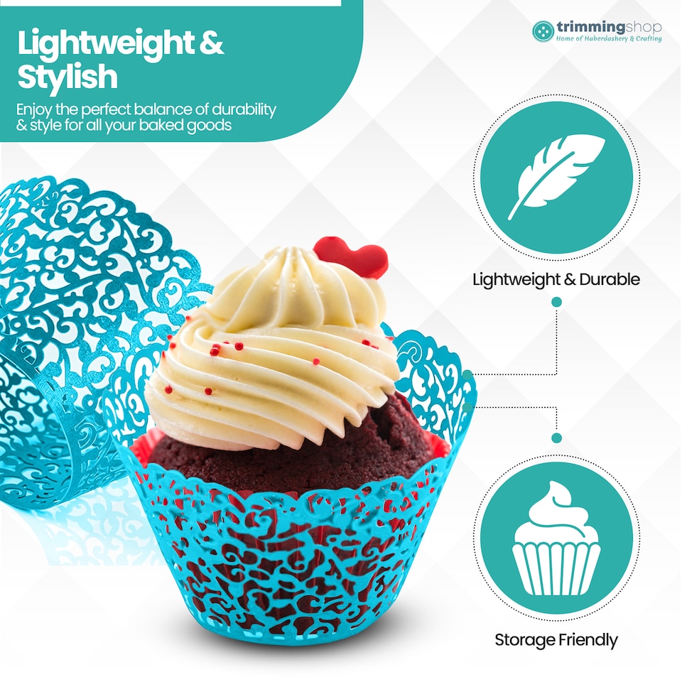 image 1 of Cupcake Wrappers Laser Cut Floral Design Paper Cup Holders - 25pcs