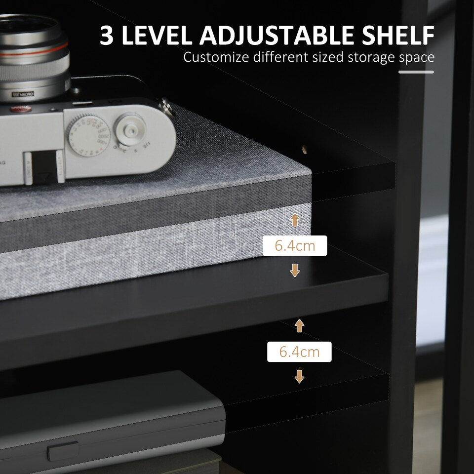 image 1 of HOMCOM Multi-Storage Printer Stand Unit Office Desk Side Mobile Storage w  Wheels Modern Style 60L x 50W x 65.5H cm - Black