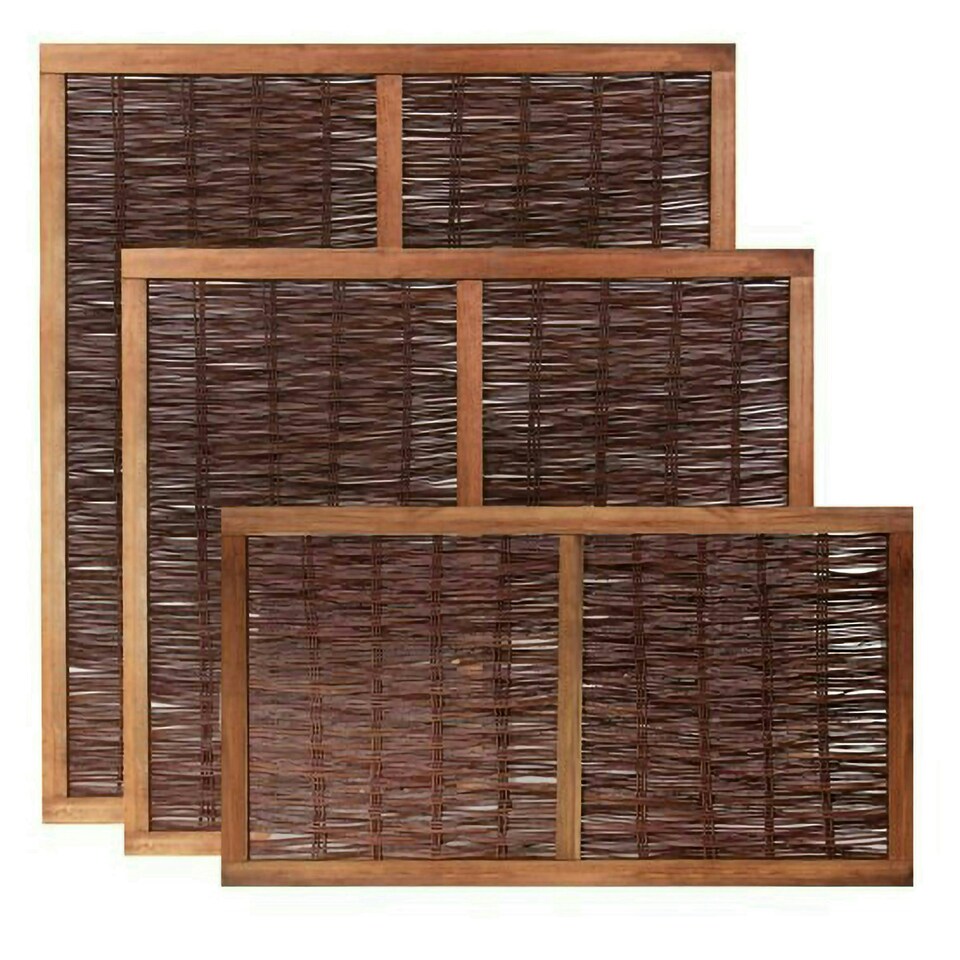 image 1 of Primrose Willow Hurdle Fence Panel Framed Handwoven 6ft x 3ft