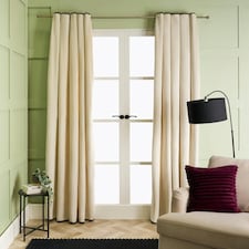 OHS Piped Edge Velvet Light Reducing Insulated Panel Pair Eyelet Curtains, 66x90" Multi | Cream/Black