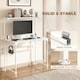 image 5 of HOMCOM Computer Desk, 80cm Home Office Study Table with Hutch Shelf | White | White | 80W x 50D x 121.7H cm