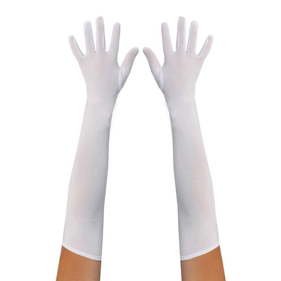 Long White Spandex Gloves White | One Size