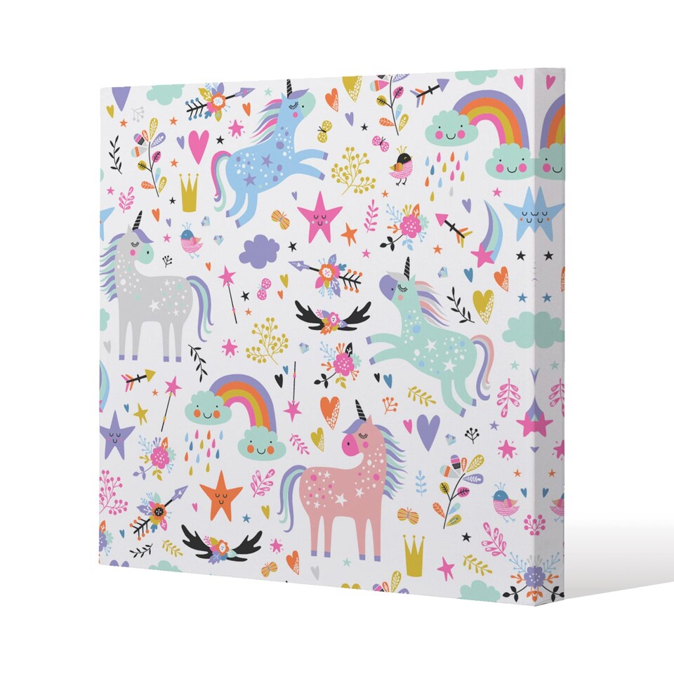 unicorns (Canvas Print) / 77 x 77 x 4cm | Multi