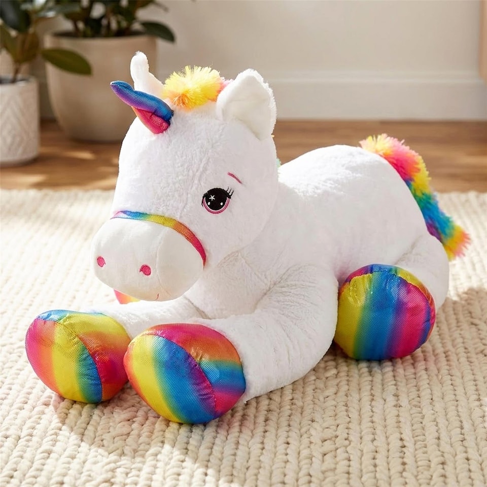 image 1 of The Magic Toy Shop Giant Unicorn Teddy Plushie 110cm Large Soft Stuffed Animal Toy