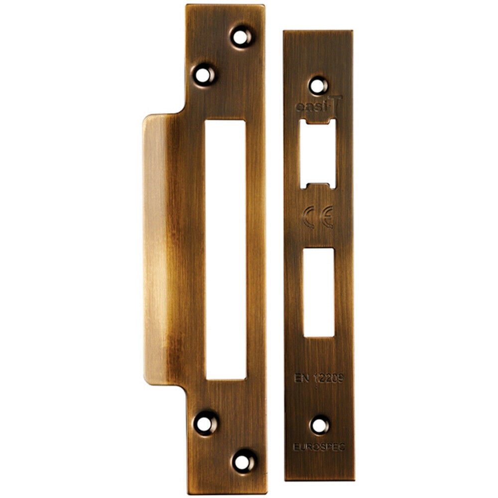 Loops Forend Strike & Fixing Pack Suitable for Sashlocks Antique Brass in Metallics