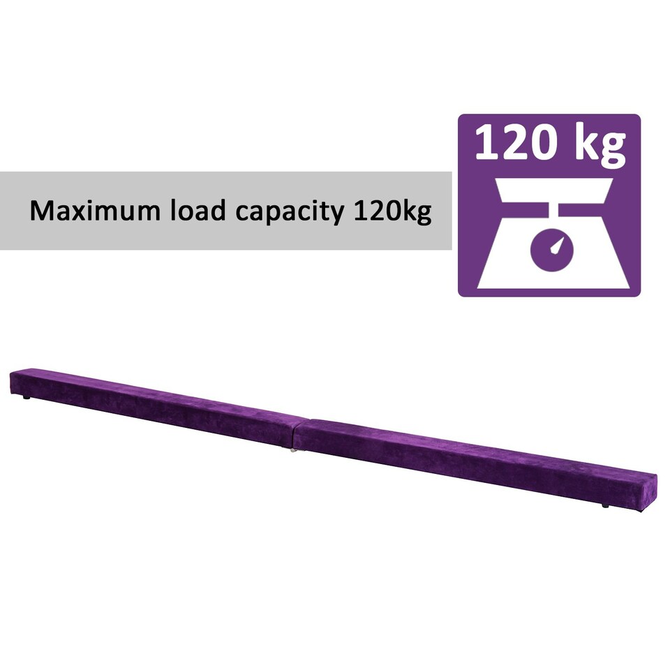 image 1 of HOMCOM 2.4M Folding Balance Beam, Purple
