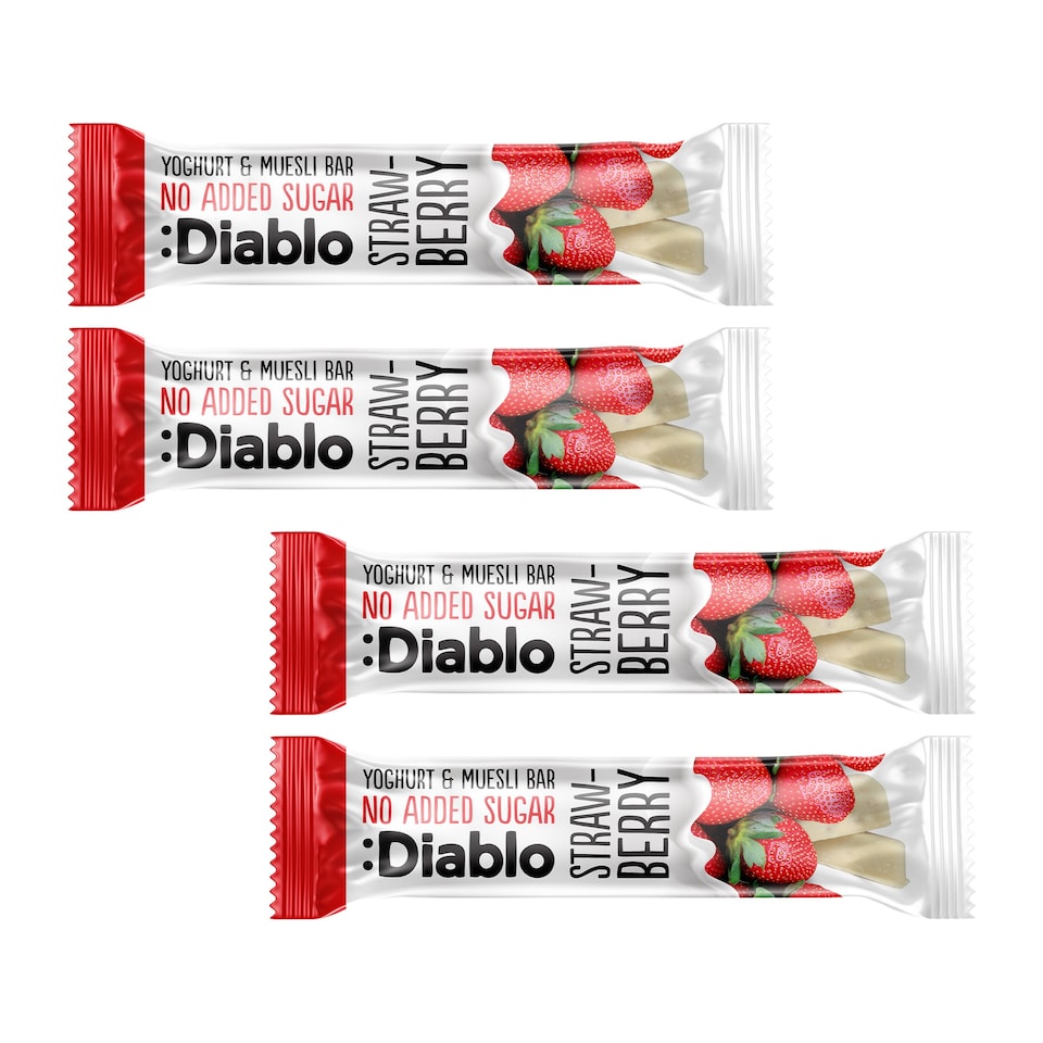 image 1 of Diablo No Added Sugar Yoghurt and Strawberry Muesli Bar 30g 4 Pack