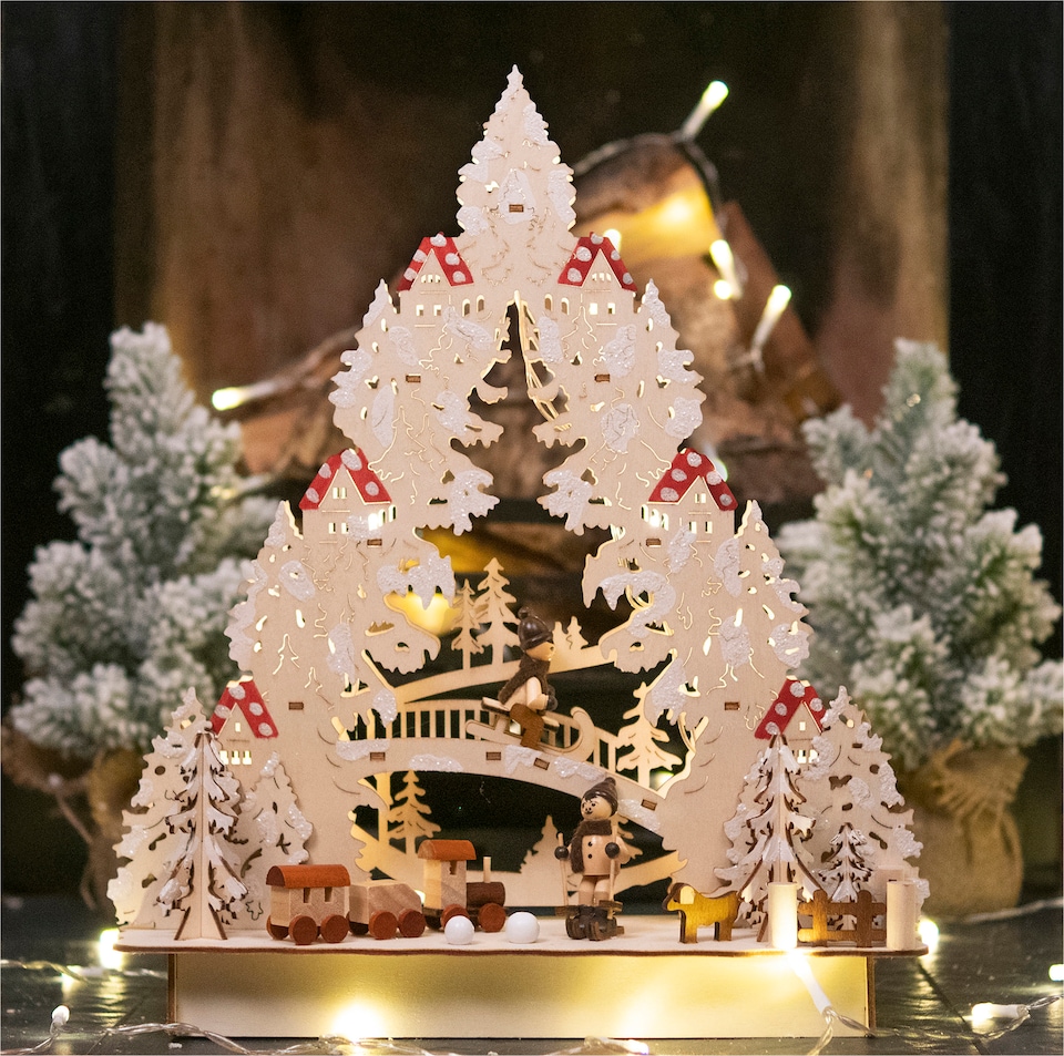image 1 of St Helens Wooden Xmas Scene with LEDs