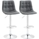 image 1 of HOMCOM Adjustable Bar Stools Set of 2, Swivel PU Leather Upholstered Barstools with Tufted Seat and Back, Breakfast Bar Chairs for Kitchen Counter, Grey