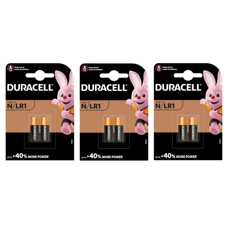 3x Duracell N/LR1 Alkaline Batteries, Pack of 2 | Chrome | Built-in Lithium-ion (Li-ion) | 2