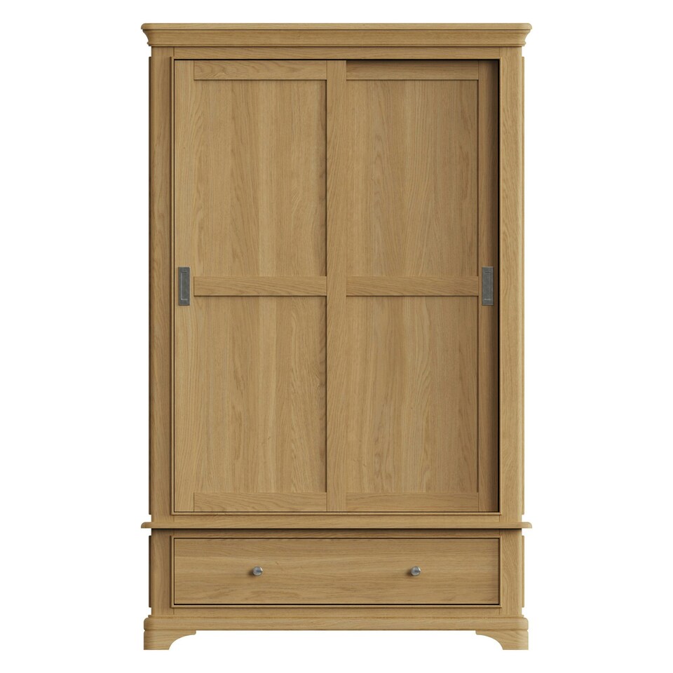 image 1 of Faire 120cm Sliding Combination Wardrobe in Natural Oak with Oak Top Brown