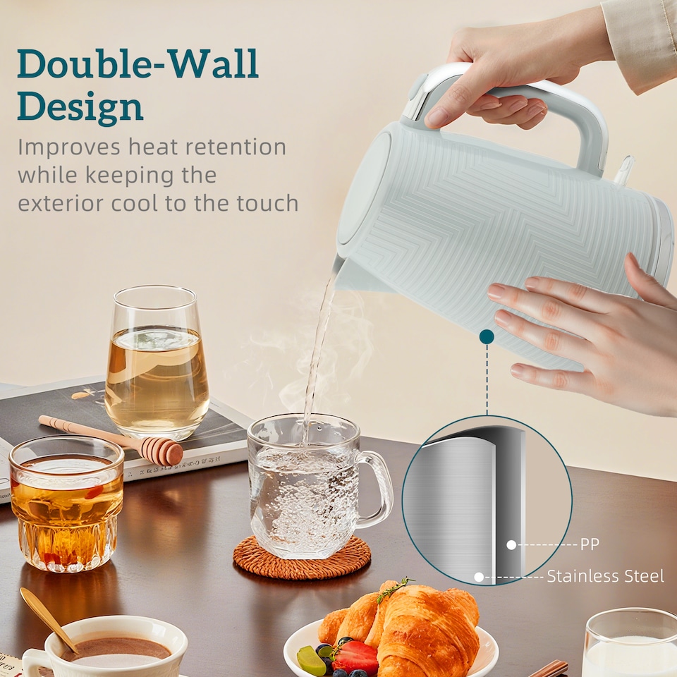 image 1 of HOMCOM Rapid Boil Kettle and Toaster Set Crumb Tray, 1.7L 3000W | Grey