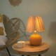 image 1 of ValueLights Sebby Ceramic Globe Textured Table Lamp with Raffia Lamp Shade and LED Bulb Orange
