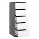 image 4 of Naia Narrow Chest of 5 Drawers in Concrete and White High Gloss
