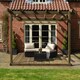 image 1 of Wall Mounted Pergola and Decking Kit - L240 x W240 x H270  cm - Rustic Brown