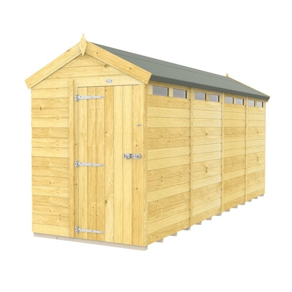 image 1 of 5 x 16 Feet Apex Security Shed - Single Door - Wood - L472 x W147 x H217 cm | Brown