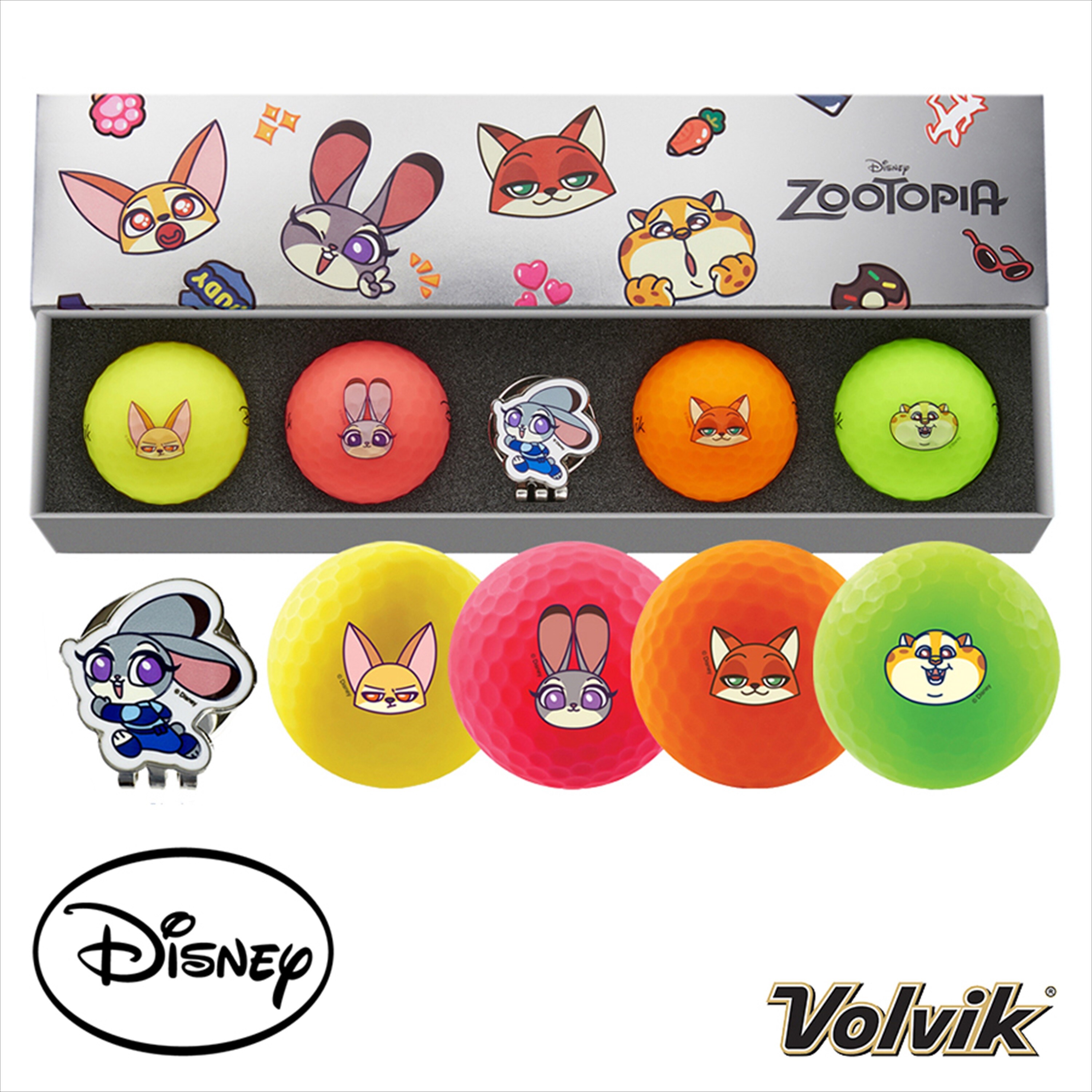 Volvik Zootopia Vivid Assorted 4 Balls + Marker