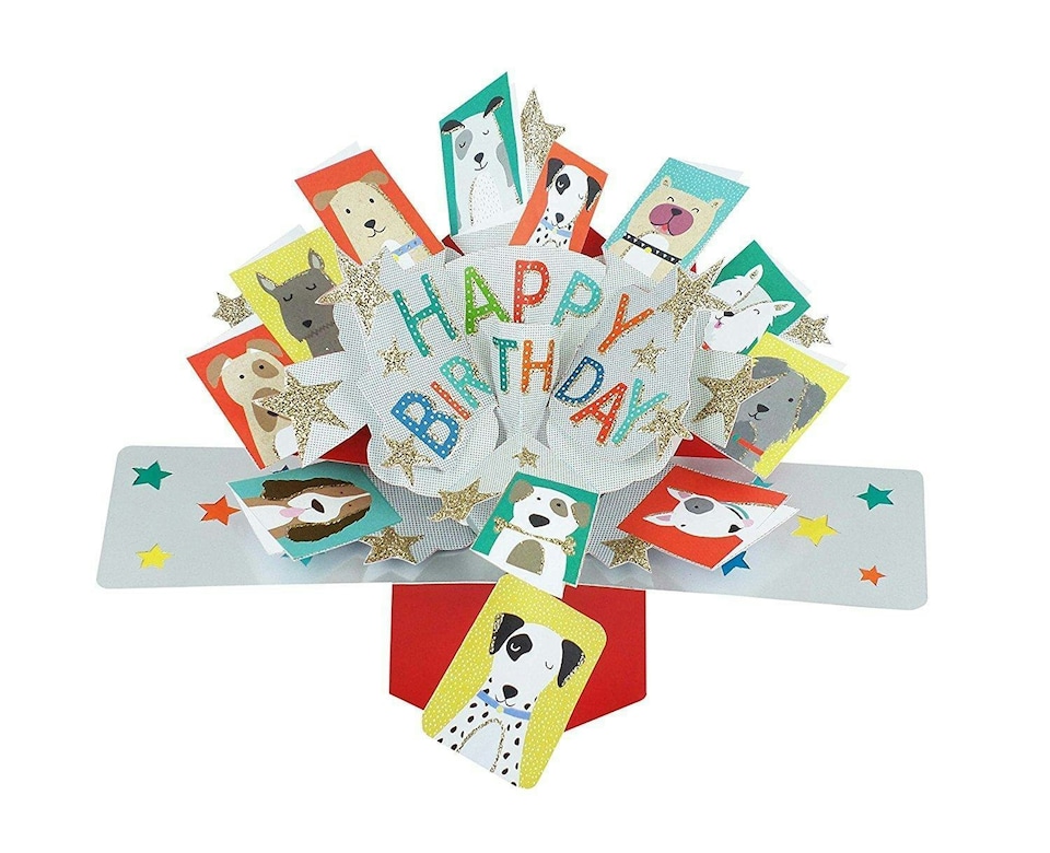 image 1 of Second Nature Pop Ups Birthday Pop Up Card with "Happy Birthday" Lettering and Dogs