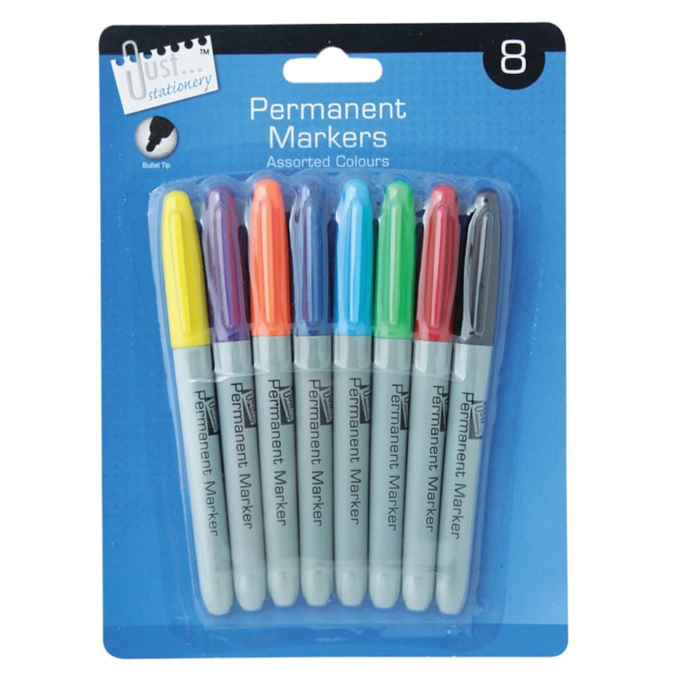 image 1 of Pack Of 8 Coloured Permanent Markers