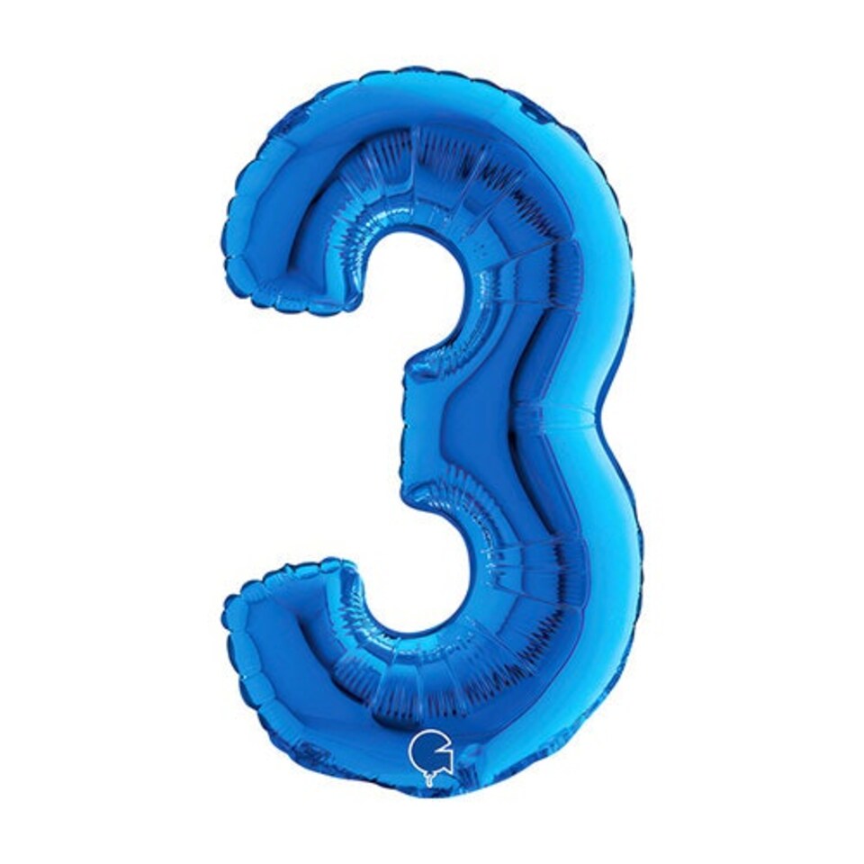 Blue Number 3 Air Fill Foil Balloon 36cm / 14 in