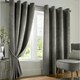 image 3 of Velvet Blackout Eyelet Curtains - Silver 116 cm x 182 cm