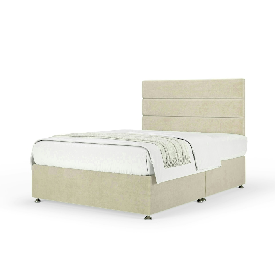 image 1 of Neptune Spring Cream Naples Velvet Divan Set And Milan Headboard Double