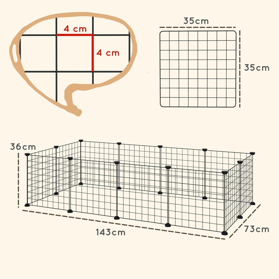 image 1 of PawHut DIY Pet Playpen Metal Wire Fence Guinea Pig Small Animals Cage 12 Panel