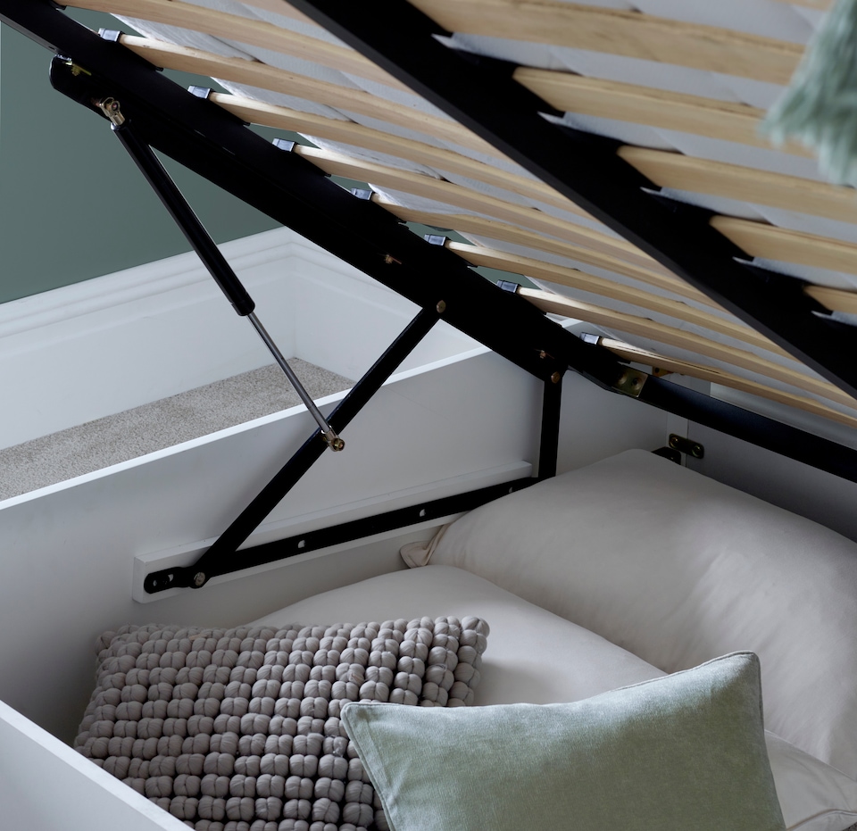 image 1 of Dawson White Wooden Ottoman Bed King Size | White
