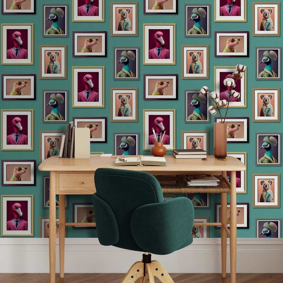 image 1 of Muriva Fantastic Animals Wallpaper - Multicoloured - One Size Multi