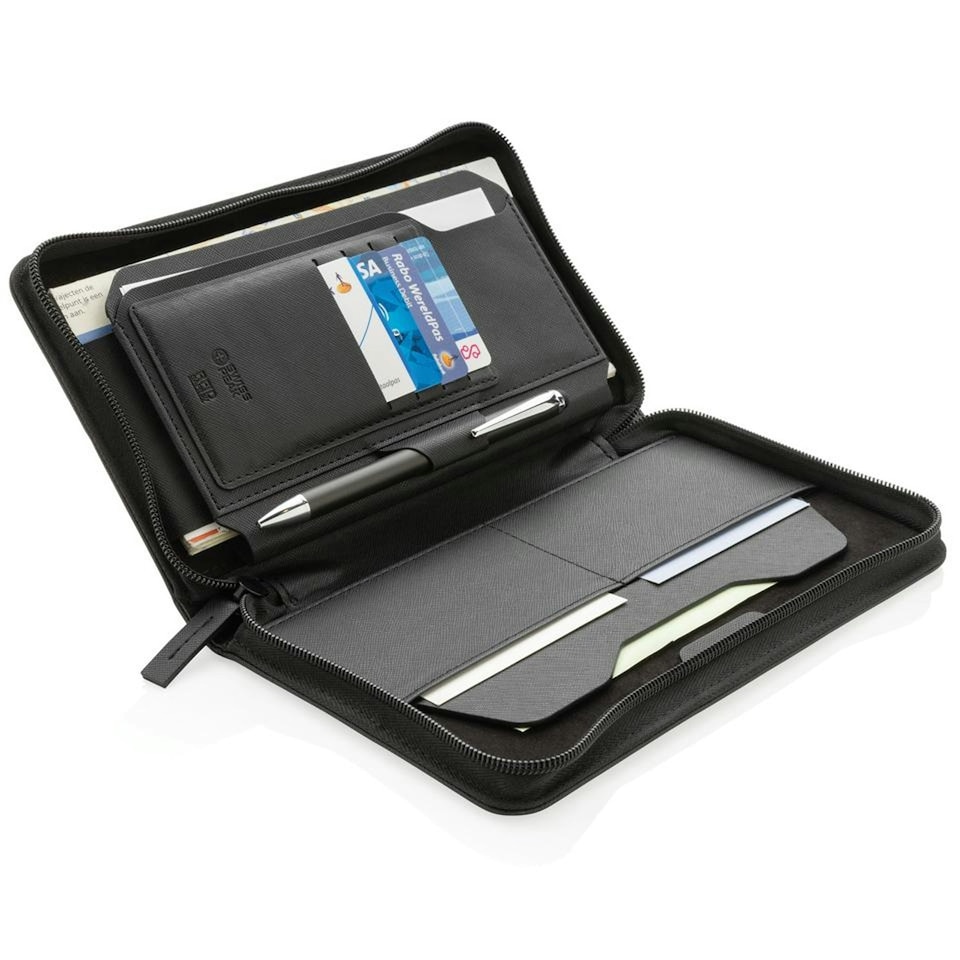image 1 of Swiss Peak Heritage RFID Recycled Travel Wallet - Black - One Size
