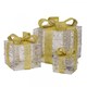 image 1 of Set of 3 Battery Operated Gold Sparkly Christmas Gift Boxes with LEDs