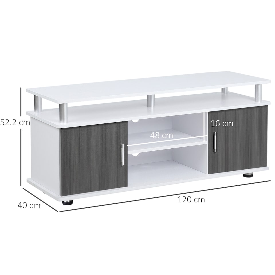 image 1 of HOMCOM TV Cabinet Unit for TVs up to 50'' with Storage Shelf and Cupboards, Living Room Entertainment Center Media Console, Grey and White