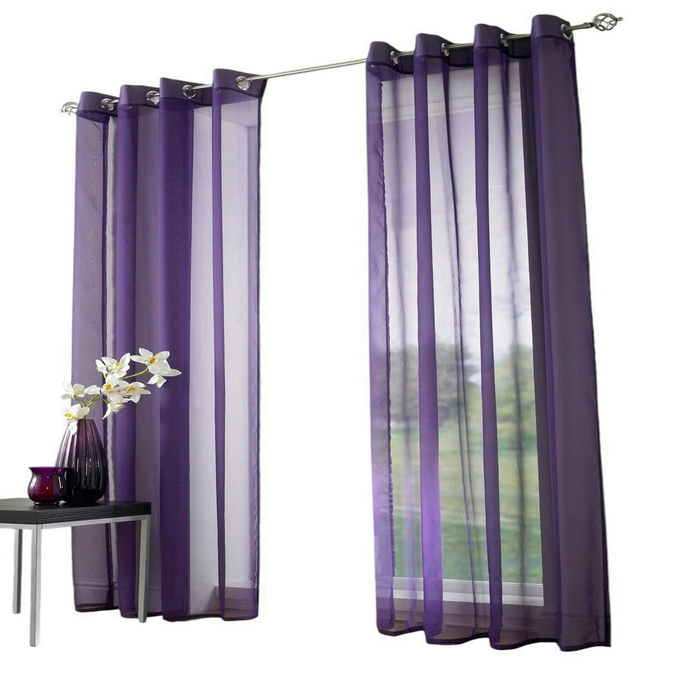 image 1 of Voile Panel - Ring Top - Purple - 145cm x 182cm