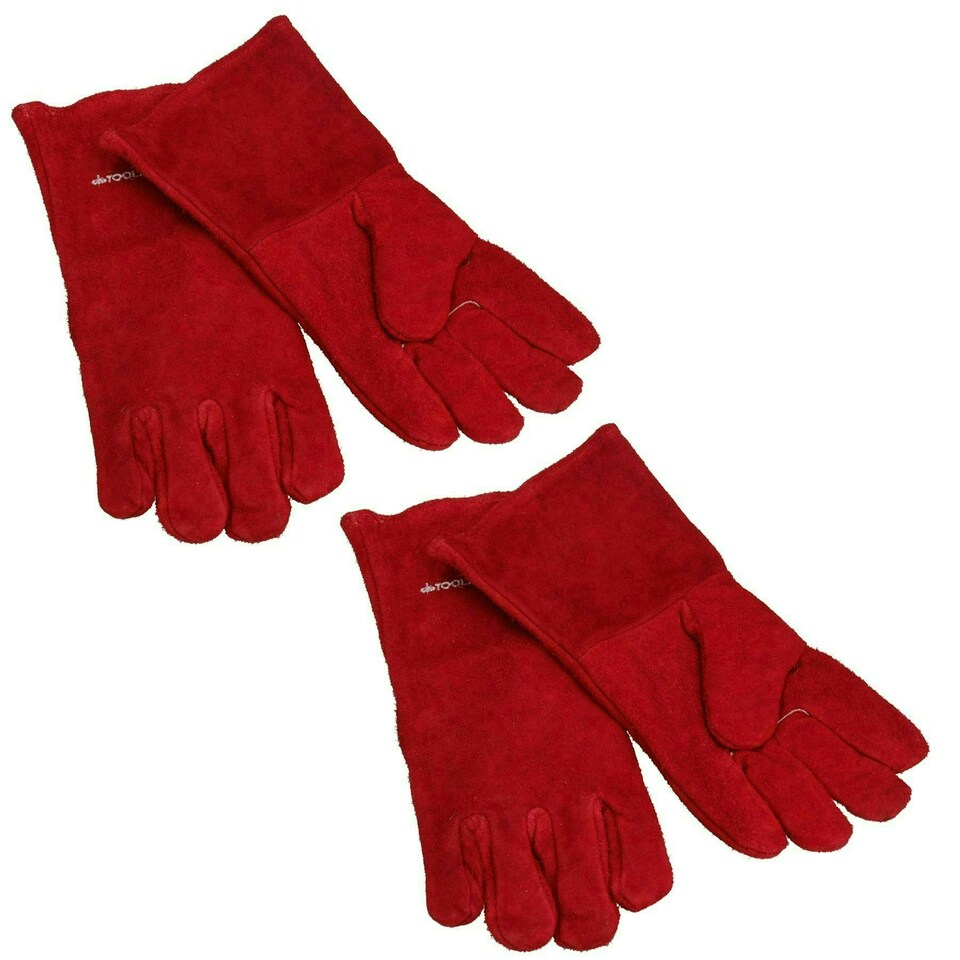 image 1 of Safety Protection Welding Gardening Gloves Suede Gauntlets Two Pairs