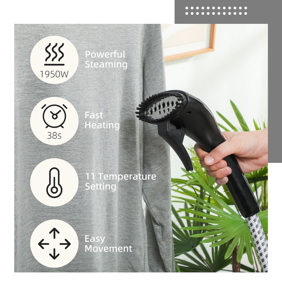 image 1 of HOMCOM Clothes Steamer with Adjustable Pole 41-110 cm Black | Black
