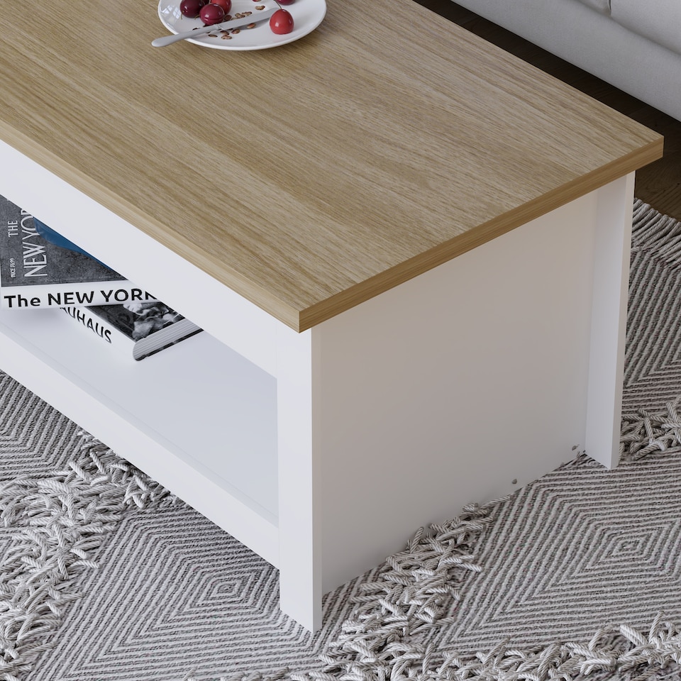 image 1 of Vida Designs Arlington Top Coffee Table Shaker Side Living Room Table, White & Oak