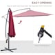 image 3 of Outsunny 3m Garden Banana Parasol Hanging Cantilever Umbrella with Crank Handle and Cross Base for Outdoor, Sun Shade, Wine Red