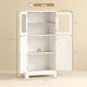 image 5 of kleankin Bathroom Floor Cabinet, Freestanding Kitchen Cupboard with 2 Drawers, Adjustable Shelves and Tempered Glass Door, Wooden  Storage Unit for Living Room Kitchen Hallway