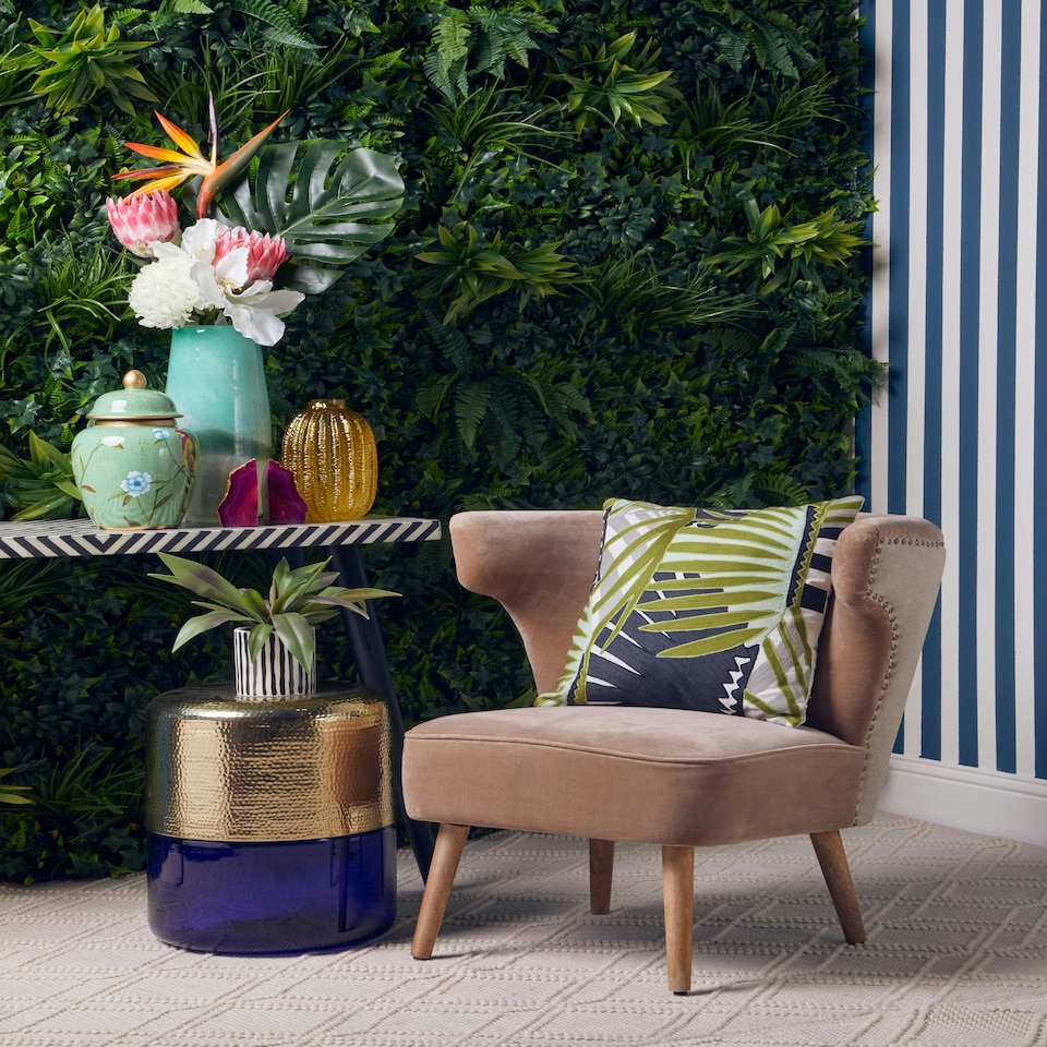 image 1 of Cefena Mink Velvet and Natural Linen Chair Brown