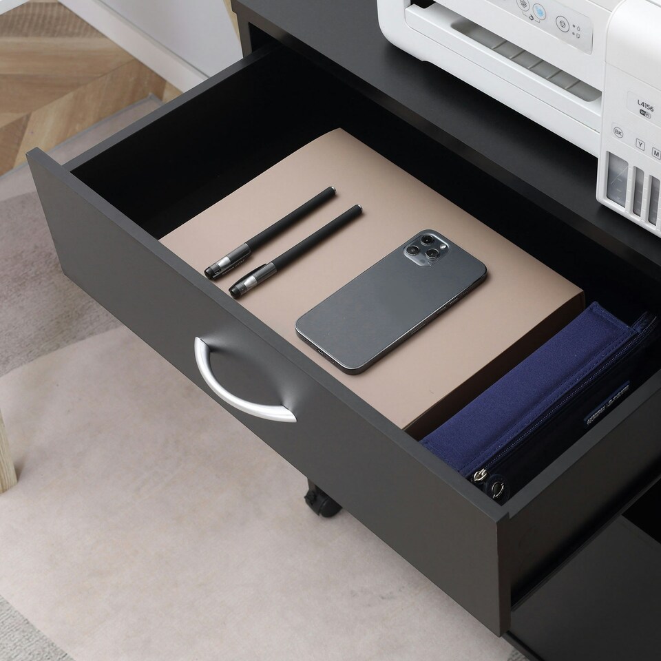 image 1 of Vinsetto Mobile Printer Stand w/ Storage Shelf Universal Wheels for Home Black