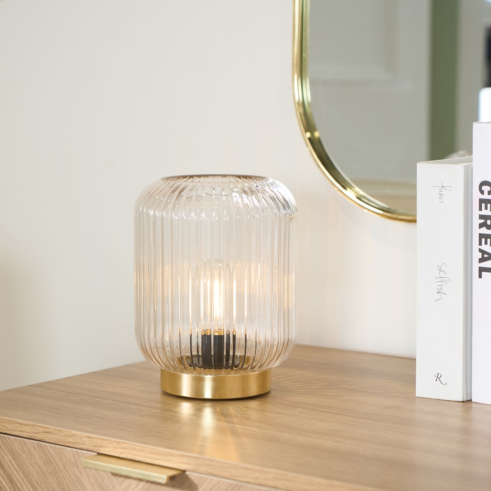 image 1 of OHS Glass Cordless Table Lamp LED Battery Operated Night Light