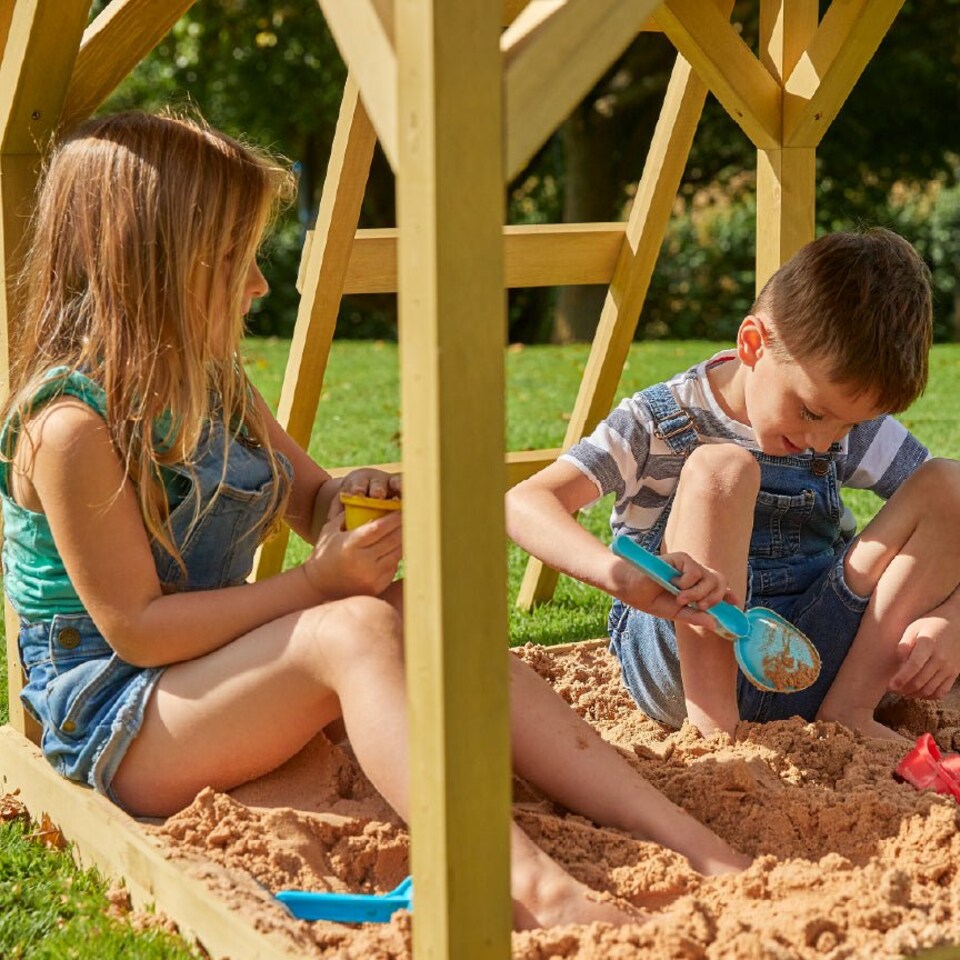 image 1 of TP Treehouse Wooden Play Tower with Wavy Slide & Bluey Quadpod - FSC® certified